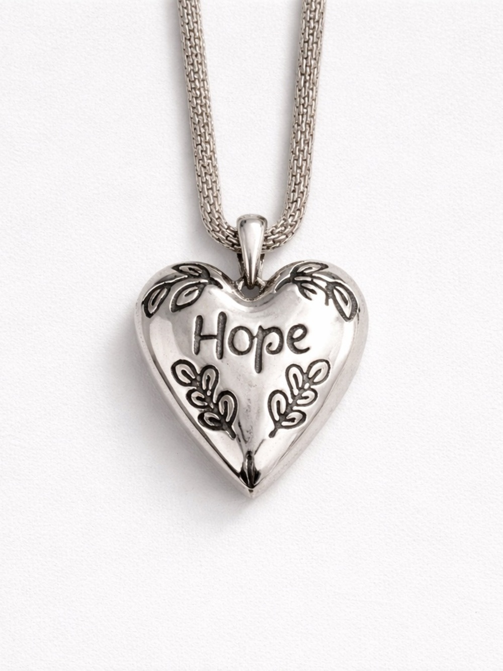 Silver 'Hope' Heart Pendant Necklace